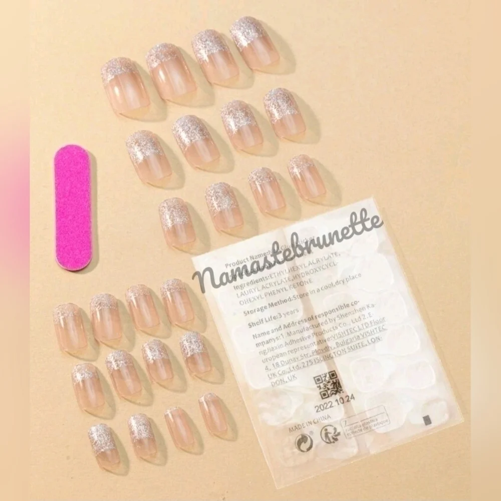 2/$16 Glitter French Manicure Press On Nails